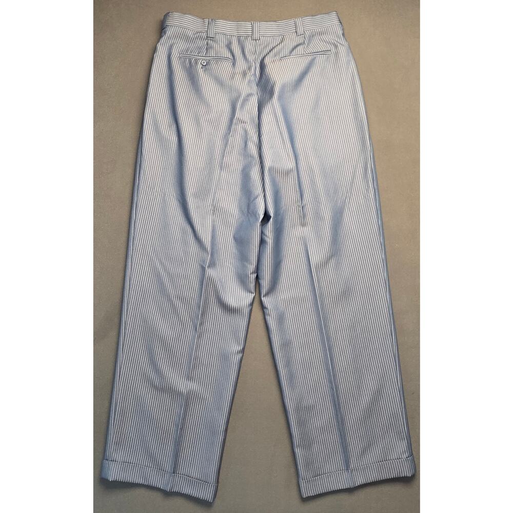 EJ Samuel Mens 40 (38×33) Trouser Dress Pants Pleated Pinstripe Blue Relaxed - Picture 10 of 11